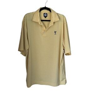 Foot Joy Yellow Striped Golf Polo Shirt Large
